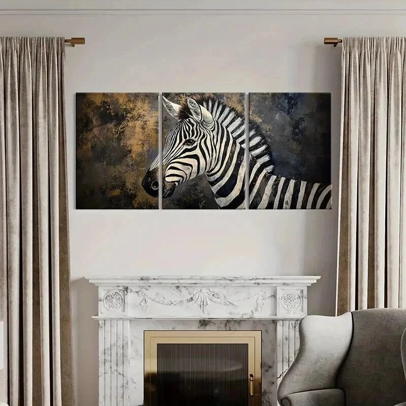 3pcs Abstract Animal Art Zebra Vintage Wall Art Set Canvas Framed 40x60cm - High Quality Print 100% Australian Made Wall Canvas Ready to Hang - Bella Home Decor