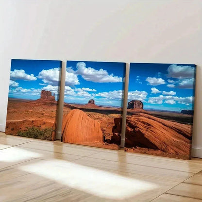 3pcs Yellowstone Park Monument Valley Wall Art Set Canvas Framed 60x90cm - High Quality Print 100% Australian Made Wall Canvas Ready to Hang
