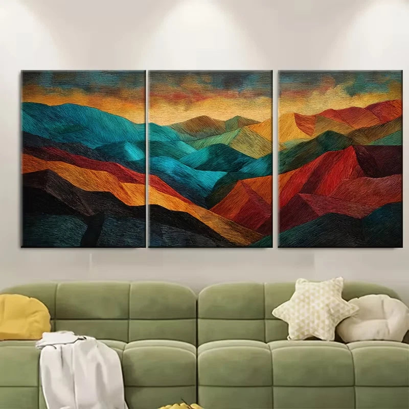 3pcs Abstract Painting Autumn Landscape Wall Art Set Canvas Framed 40x60cm - High Quality Print 100% Australian Made Wall Canvas Ready to Hang - Bella Home Decor