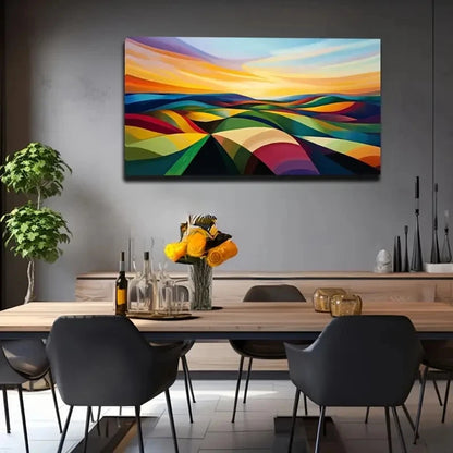 Vibrant Abstract Colorful Hill Wall Art Canvas Office Home Room Framed 120x60cm