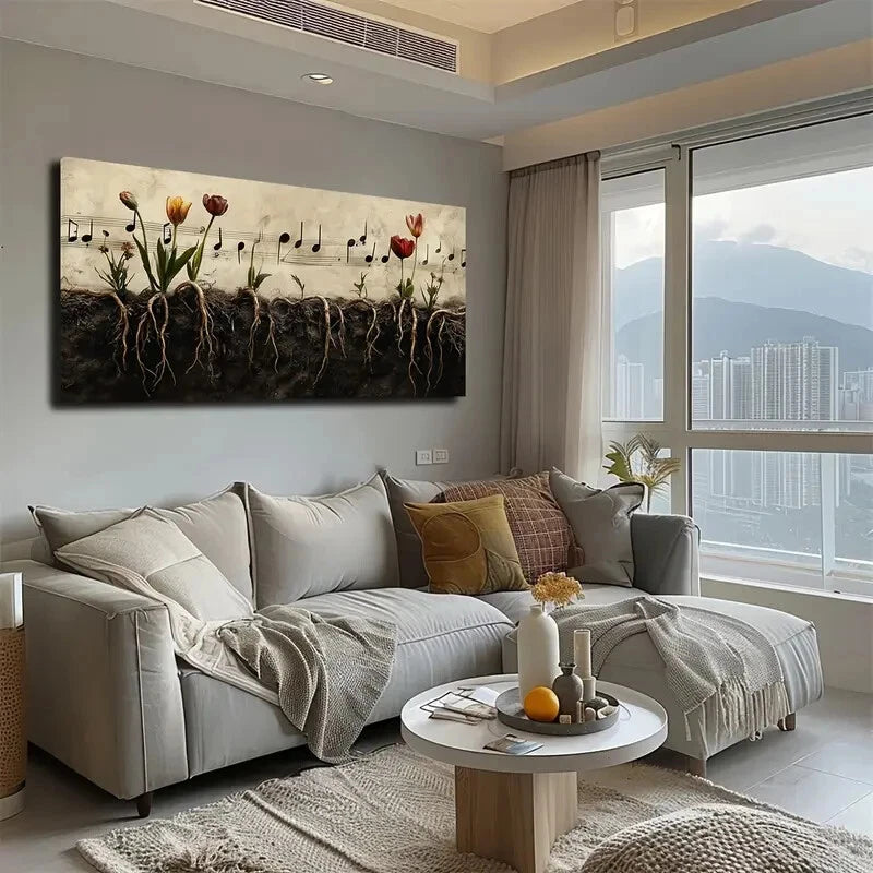 Flowers Rooted Soil Botanical Wall Art Canvas Office Home Room Framed 120x60cm - Bella Home Decor