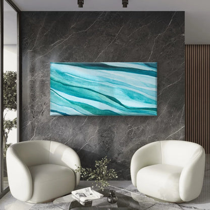Blue Watercolor Abstract Style Wall Art Canvas Office Home Room Framed 120x60cm