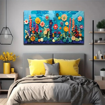 Colorful Paper Flowers Wall Art Canvas Office Home Room Framed 120x60cm