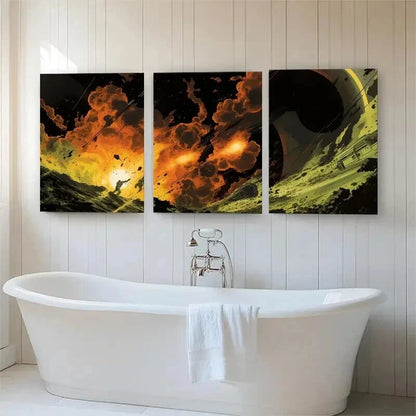 3pcs Apocalyptic Space Battle Sci-Fi Perfect Wall Art Set Canvas Framed 60x90cm - High Quality Print 100% Australian Made Wall Canvas Ready to Hang - Bella Home Decor