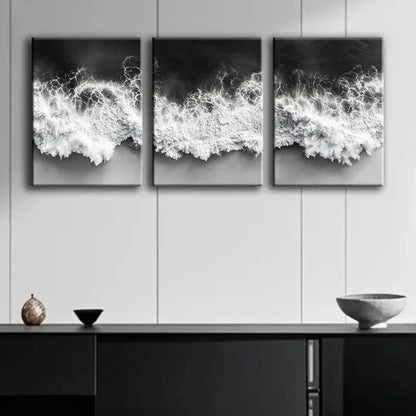 3pcs Black and White Abstract Ocean BWAO Wall Art Canvas Unframed – High Quality Print 100% Australian Made Wall Canvas - Bella Home Decor