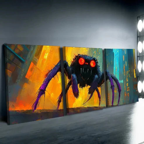 3pcs Spider Monster Danger Darkness Perfect Wall Art Set Canvas Unframed - High Quality Print 100% Australian Made Wall Canvas