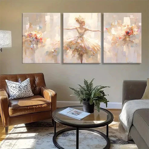 3pcs Abstract Ballet Dancer Elegant Perfect Wall Art Set Canvas Unframed - High Quality Print 100% Australian Made Wall Canvas - Bella Home Decor