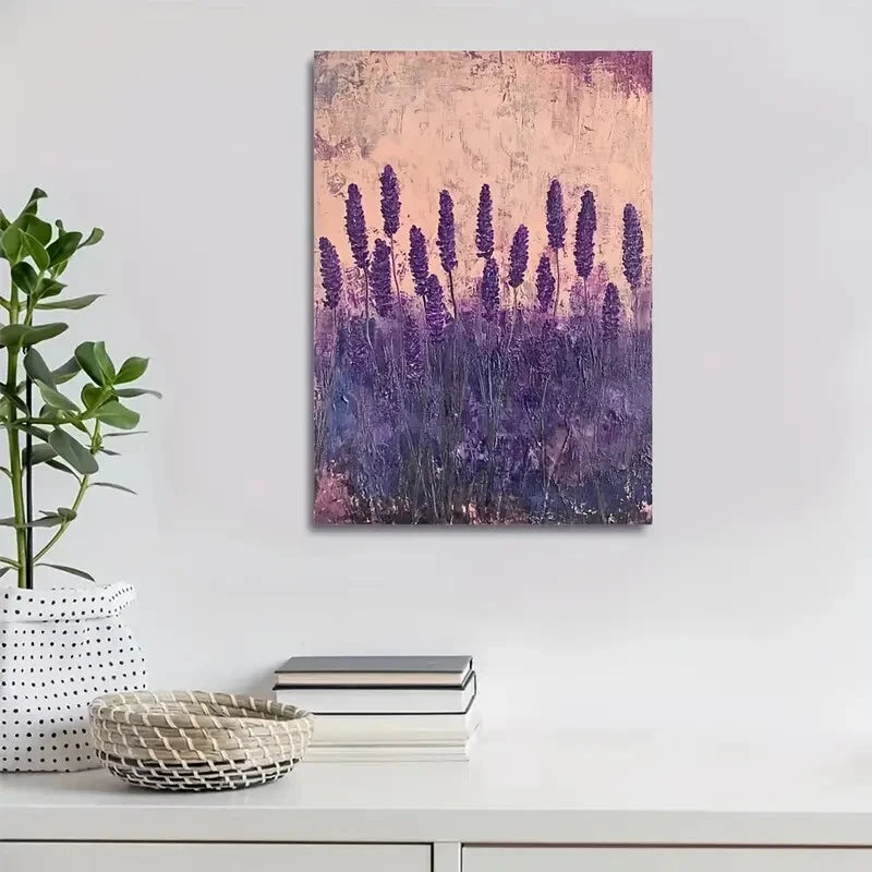 Beautiful Vibrant Purple & Pink Floral Painting 40x60cm Metal Print Ready to Hang - Bella Home Decor