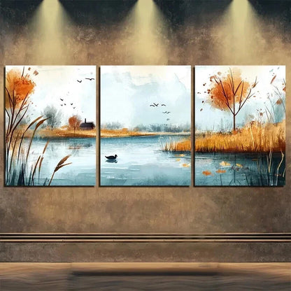 3pcs Featuring Exquisite Autumn Scenery Perfect Wall Art Set Canvas Framed 50x70cm - High Quality Print 100% Australian Made Wall Canvas Ready to Hang
