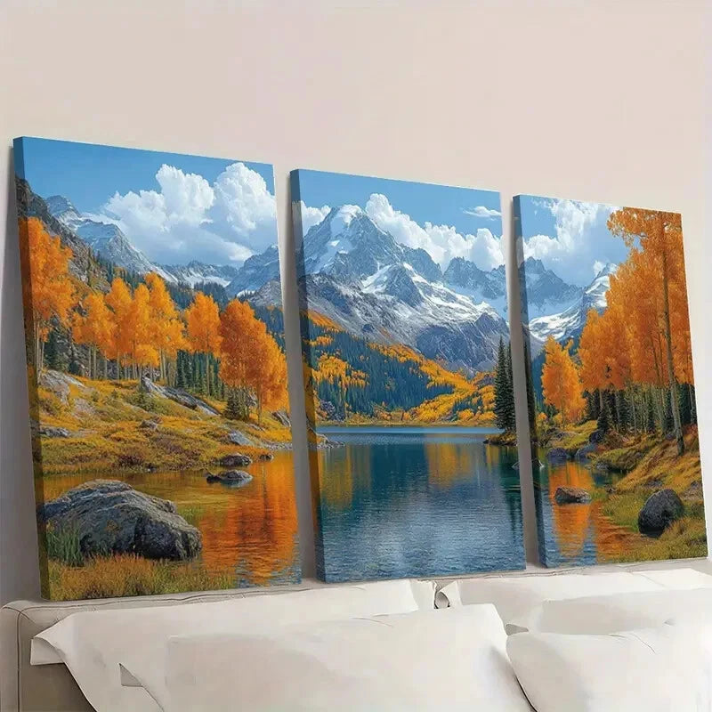 3pcs Colorado Snowmass and Moran Lake Wall Art Set Canvas Framed 60x90cm - High Quality Print 100% Australian Made Wall Canvas Ready to Hang - Bella Home Decor