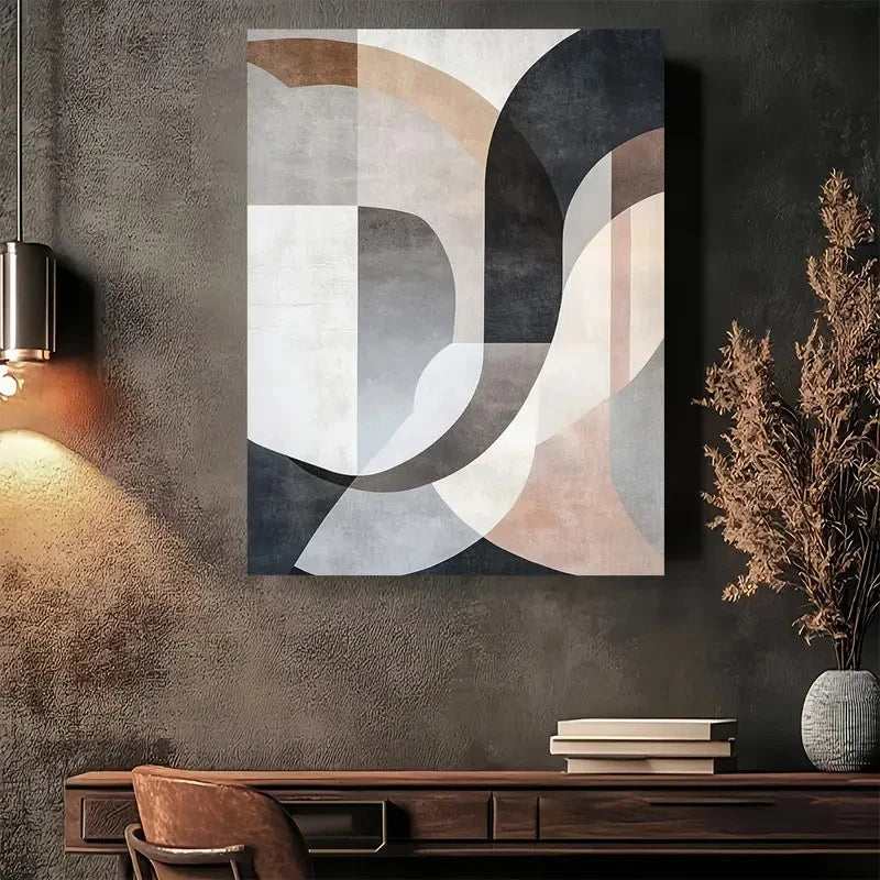 Beautiful Modern Abstract Geometric Black Painting  40x60cm Metal Print Ready to Hang - Bella Home Decor