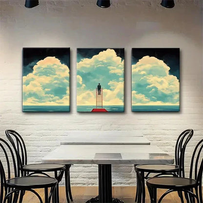 3pcs Surreal Cloudy Landscape with Man Perfect Wall Art Canvas Unframed - High Quality Print 100% Australian Made Wall Canvas