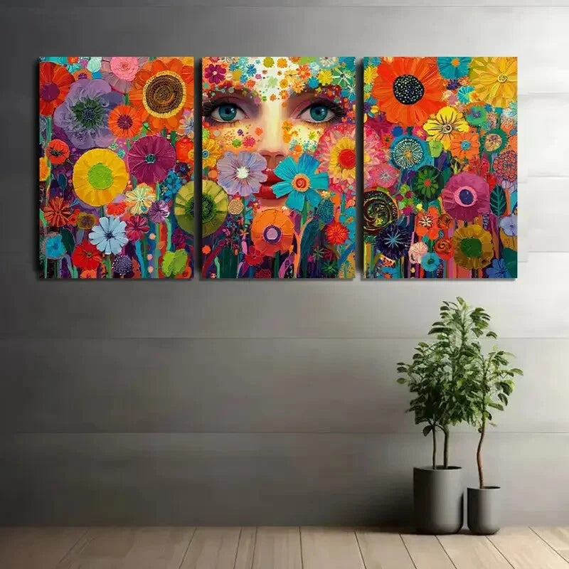 3pcs Vibrant Colorful Floral Garden Design Metal Print Ready to Hang Art - Bella Home Decor