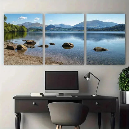 3pcs Cat Bells Cumbria Travel Print Perfect Wall Art Set Canvas Framed 50x70cm - High Quality Print 100% Australian Made Wall Canvas Ready to Hang - Bella Home Decor