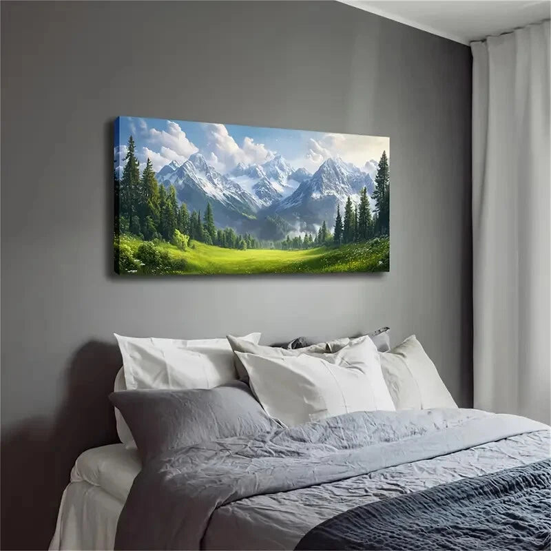 Trees & Rolling Hills Nordic Wall Art Canvas Office Home Room Framed 120x60cm - Bella Home Decor