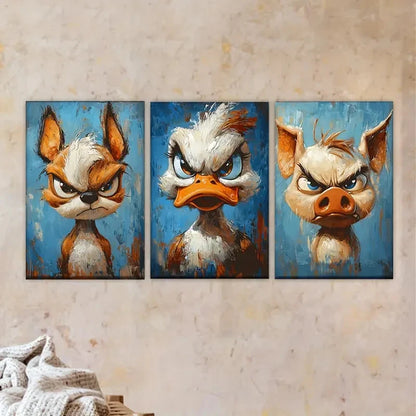 3pcs Birds in Various Colors And Expressions Wall Art Set Canvas Framed 40x60cm - High Quality Print 100% Australian Made Wall Canvas Ready to Hang - Bella Home Decor