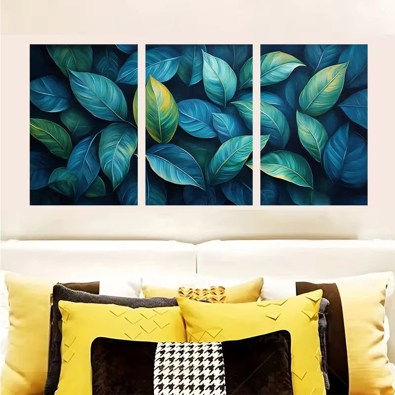 3pcs Lush Green Foliage Decor Wall Art Set Canvas Framed 50x70cm - High Quality Print 100% Australian Made Wall Canvas Ready to Hang