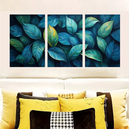 3pcs Lush Green Foliage Decor Wall Art Set Canvas Framed 50x70cm - High Quality Print 100% Australian Made Wall Canvas Ready to Hang