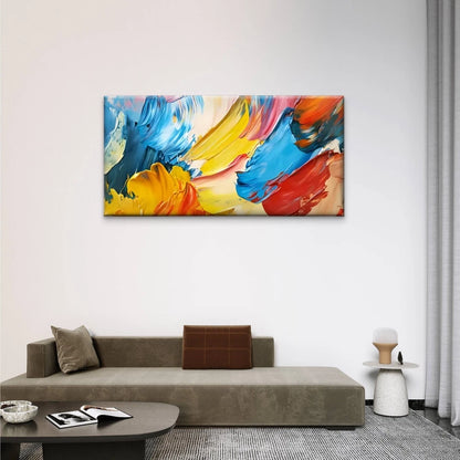 Colored Abstract Paint Colors Wall Art Canvas Office Home Room Framed 120x60cm
