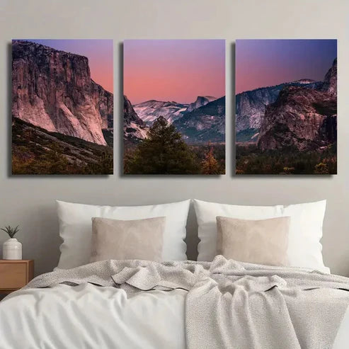 3pcs Sunset in Yosemite Valley Wall Art Set Canvas Unframed - High Quality Print 100% Australian Made Wall Canvas