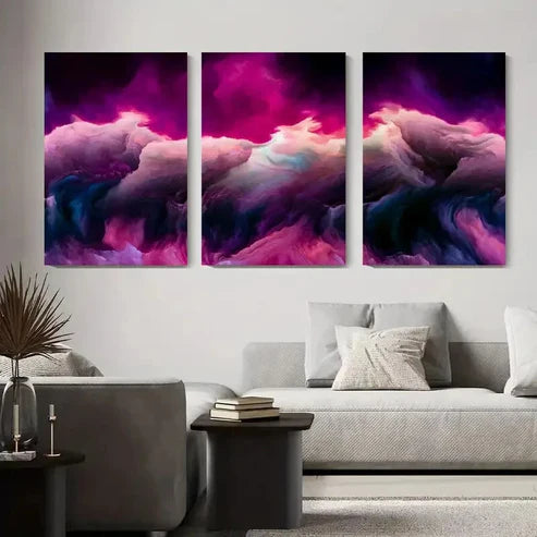 3pcs Modern Pink & Black Swirl Aesthetic Wall Art Canvas Unframed - High Quality Print 100% Australian Made Wall Canvas
