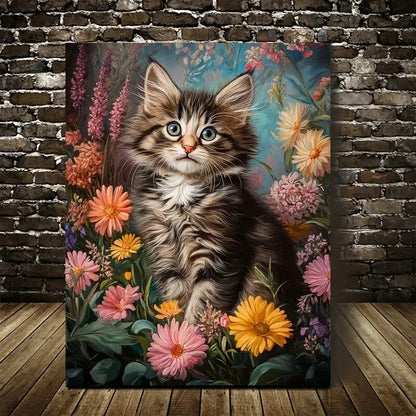 Adorable Maine Coon Kitten with Vibrant Painting 40x60cm Metal Print Ready to Hang - Bella Home Decor
