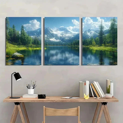 3pcs Lake Oregon Panoramic Scenery Wall Art Set Canvas Unframed - High Quality Print 100% Australian Made Wall Canvas