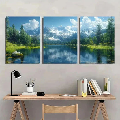 3pcs Lake Oregon Panoramic Scenery Wall Art Set Canvas Unframed - High Quality Print 100% Australian Made Wall Canvas