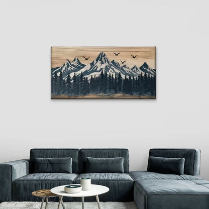 Modern Mountain Scene Wall Art Canvas Office Home Room Framed 120x60cm