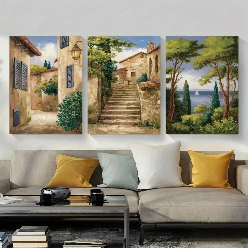 3pcs Mediterranean Canvas  Wall Art Set Canvas Framed 60x90cm - High Quality Print 100% Australian Made Wall Canvas Ready to Hang