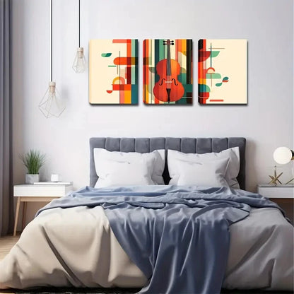 3pcs Multi-Colored Geometric Shape Perfect Wall Art Set Canvas Framed 40x60cm - High Quality Print 100% Australian Made Wall Canvas Ready to Hang - Bella Home Decor