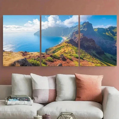 3pcs Madeira  Perfect Landscape Madeira Perfect Wall Art Set Canvas Framed 40x60cm - High Quality Print 100% Australian Made Wall Canvas Ready to Hang