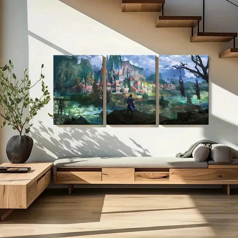 3pcs Game Scenery Art Magical Aesthetics Wall Art Set Canvas Framed 40x60cm - High Quality Print 100% Australian Made Wall Canvas Ready to Hang - Bella Home Decor