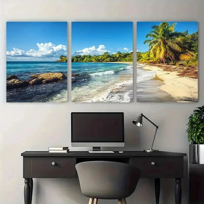 3pcs Caribbean Honduras America Perfect Wall Art Set Canvas Framed 50x70cm - High Quality Print 100% Australian Made Wall Canvas Ready to Hang - Bella Home Decor