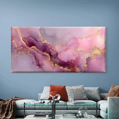 Abstract Fluid art in Pink Wall Art Canvas Office Home Room Framed 120x60cm