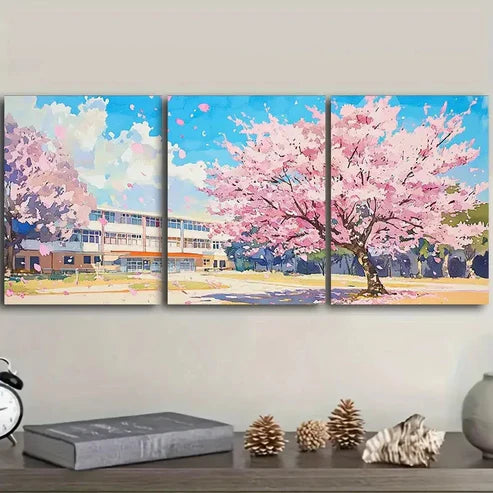 3pcs Pink cherry blossom tree Wall Art Canvas Unframed - High Quality Print 100% Australian Made Wall Canvas - Bella Home Decor