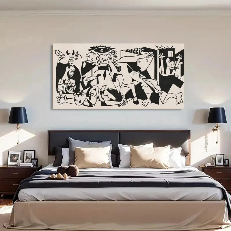 Abstract Black And White Sketch Wall Art Canvas Office Home Room Framed 120x60cm