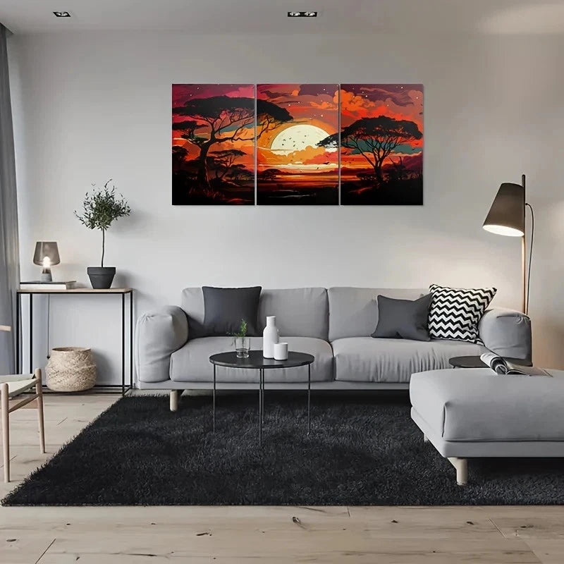 3pcs Silhouettes Wildlife Serene Metal Print Ready to Hang Art