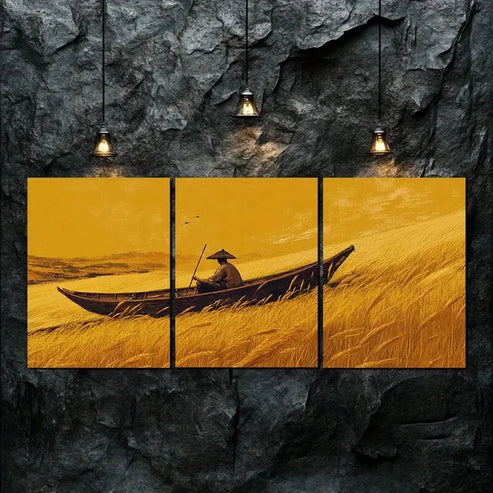 3pcs Boat and Fisherman Exquisite Perfect Wall Art Canvas Unframed - High Quality Print 100% Australian Made Wall Canvas - Bella Home Decor