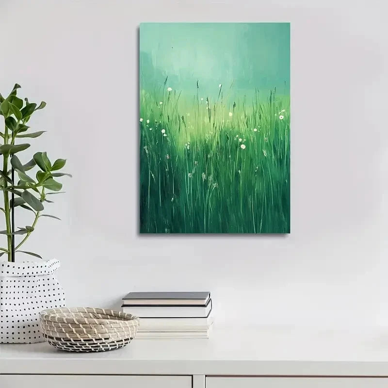 Vibrant Nature Scene with Wildflowers Painting 40x60cm Metal Print Ready to Hang - Bella Home Decor