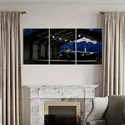 3pcs Military Themed Art Fighter Jets Wall Art Set Canvas Framed 50x70cm - High Quality Print 100% Australian Made Wall Canvas Ready to Hang