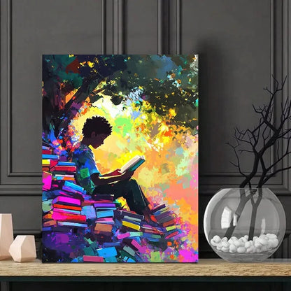 Vibrant Digital Painting Of an African American Boy 40x60cm Metal Print Ready to Hang