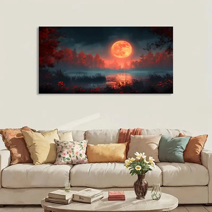 Red Moon  Landscape  wall canvas office home room framed 120x60cm - Bella Home Decor