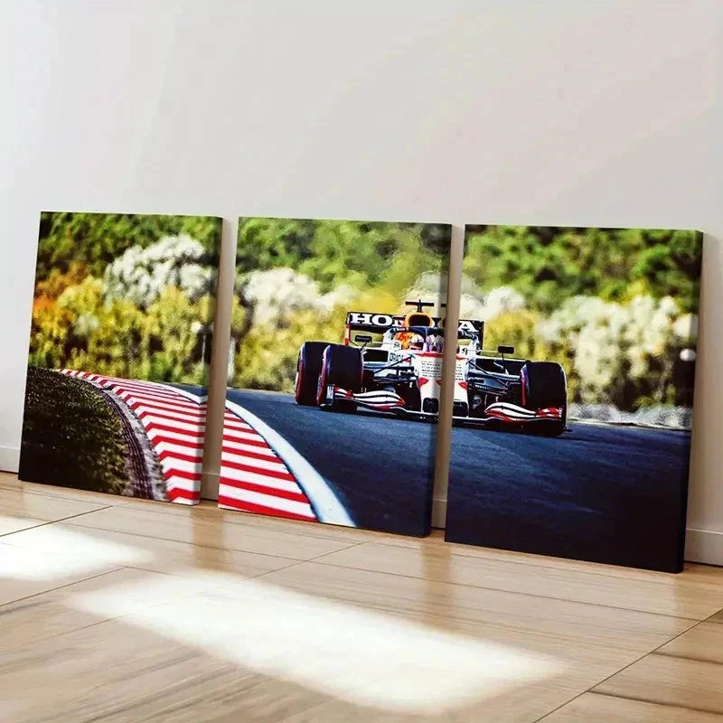 3pcs Formula One Racing Car Decoration Wall Art Set Canvas Framed 40x60cm - High Quality Print 100% Australian Made Wall Canvas Ready to Hang - Bella Home Decor