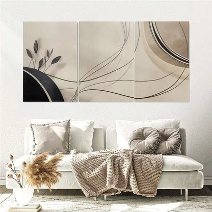 3pcs Abstract Line Color Painting Wall Art Set Canvas Framed 40x60cm - High Quality Print 100% Australian Made Wall Canvas Ready to Hang - Bella Home Decor