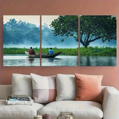 3pcs Botanical Bangladesh Decor Travel Perfect Wall Art Set Canvas Framed 60x90cm - High Quality Print 100% Australian Made Wall Canvas Ready to Hang - Bella Home Decor