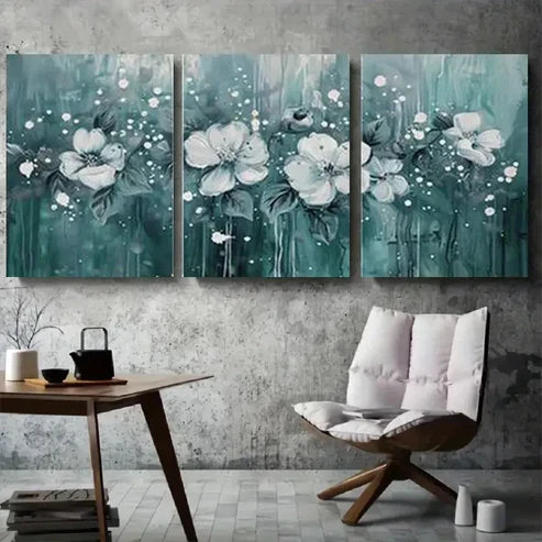3pcs White Flowers & Butterflies  Wall Art Set Canvas Unframed - High Quality Print 100% Australian Made Wall Canvas
