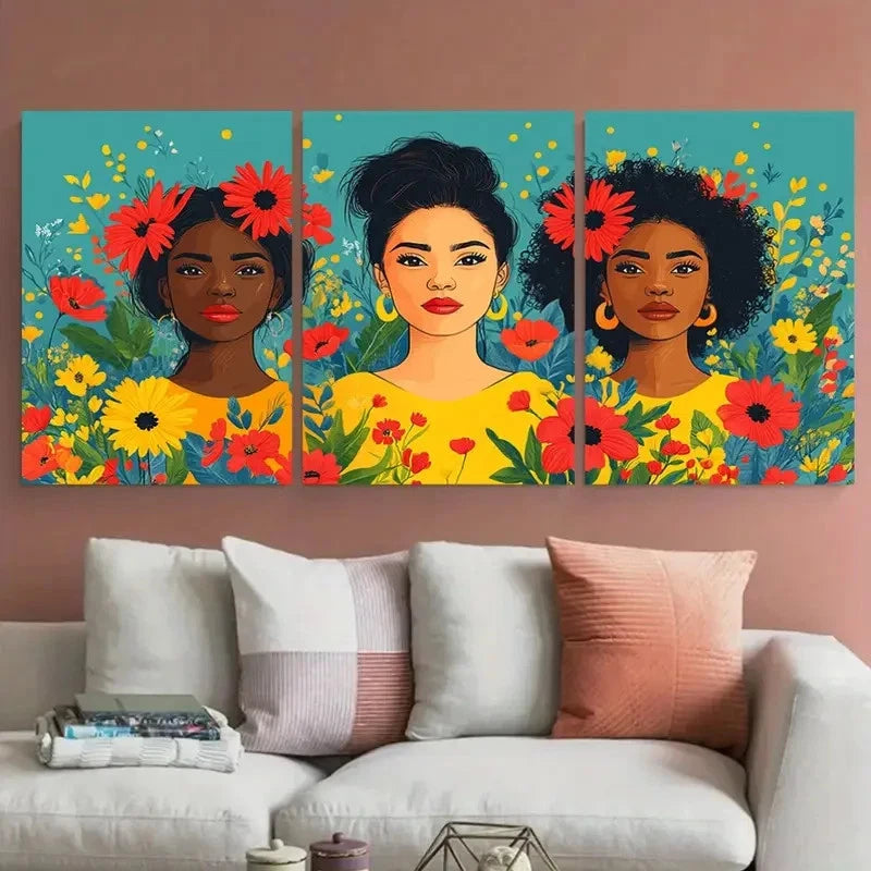 3pcs Digital Illustration With Colorful Perfect Wall Art Set Canvas Framed 40x60cm - High Quality Print 100% Australian Made Wall Canvas Ready to Hang - Bella Home Decor