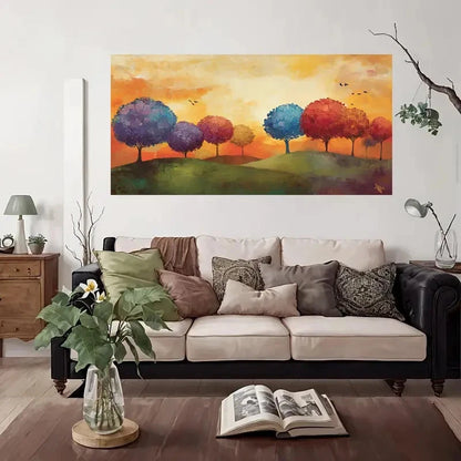 Autumn Trees Landscape Wall Art Canvas Office Home Room Framed 120x60cm