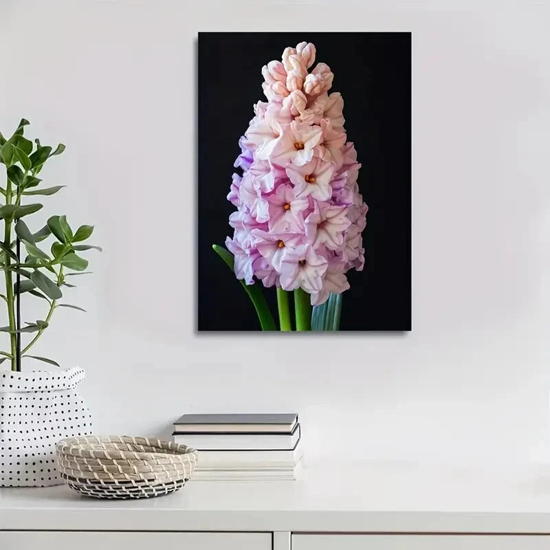 Stunning Hyacinth Flower in Pink & Purple Painting 40x60cm Metal Print Ready to Hang - Bella Home Decor